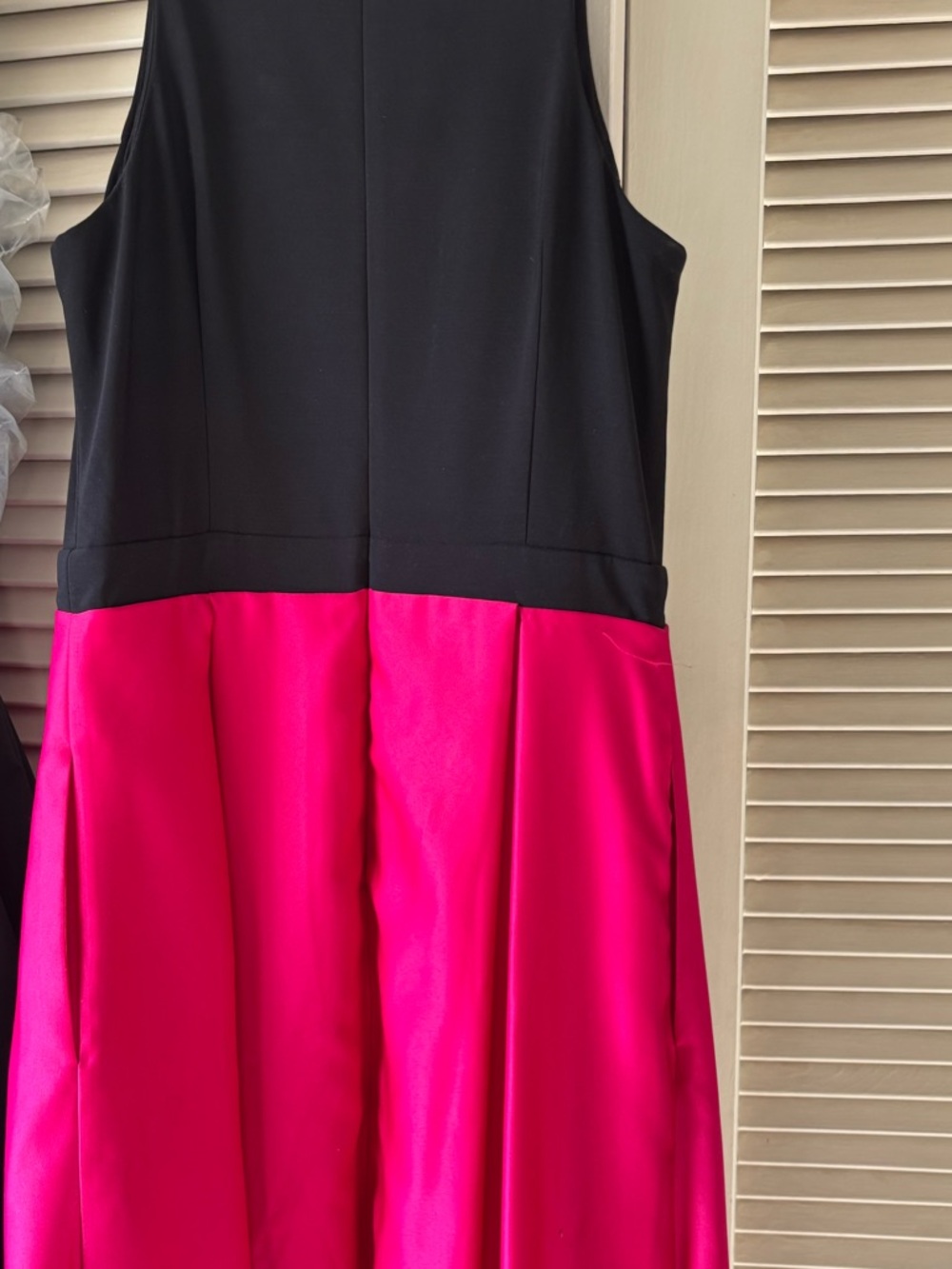 Black and Fuchsia Sleeveless Fit-and-Flare Maxi Dress